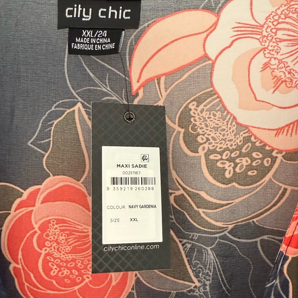 City Chic Kataleya Long Sleeve Chiffon Maxi Wrap Dress - Picture 7 of 9